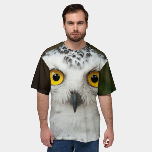 Мужская футболка oversize 3D Белый филин - фото 3