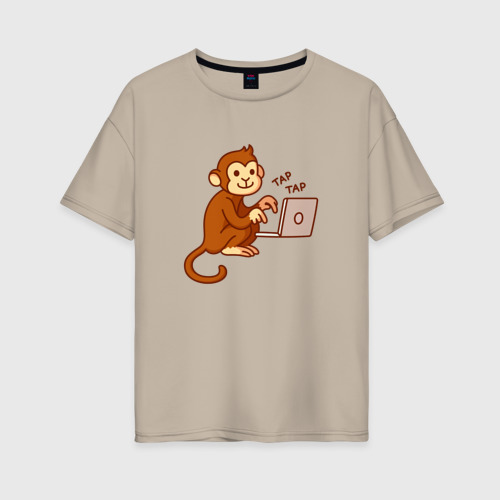 Женская футболка хлопок Oversize Codefest`17 6, цвет миндальный
