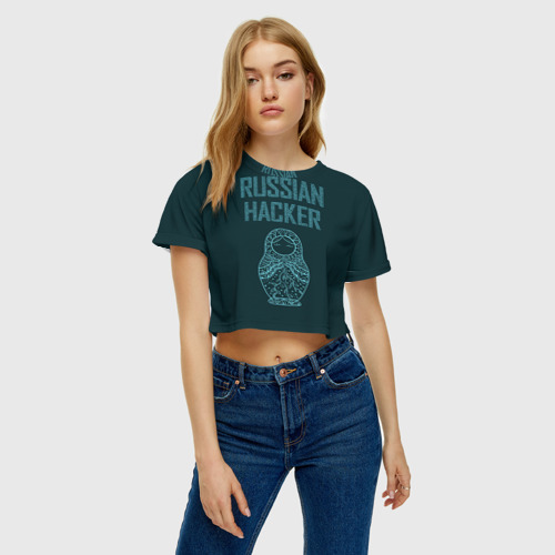 Женская футболка Crop-top 3D Русский хакер - фото 3