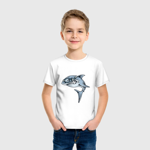Детская футболка хлопок Акула, цвет белый - фото 3
