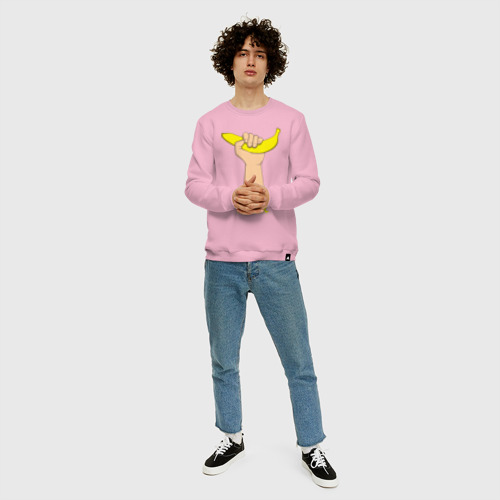 Мужской свитшот хлопок Сила бананов, цвет светло-розовый - фото 5