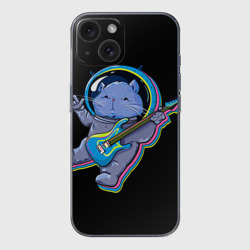 Чехол для iPhone 15 силиконовый с защитой камеры Космокот