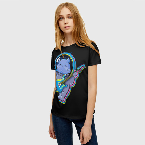 Женская футболка 3D Космокот, цвет 3D печать - фото 3