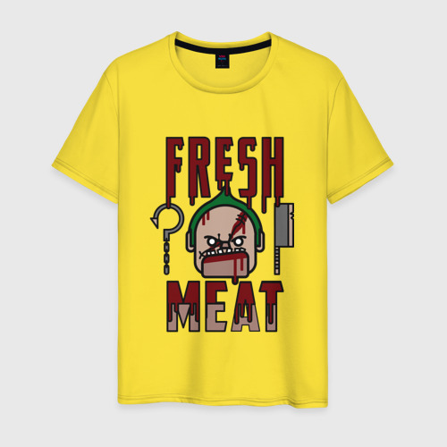 Мужская футболка хлопок Dota 2 - Fresh Meat, цвет желтый