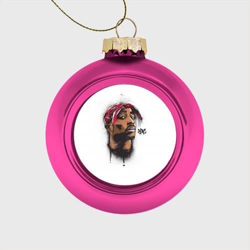 Стеклянный ёлочный шар 2Pac, цвет розовый