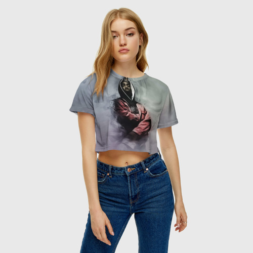 Женская футболка Crop-top 3D Тупак, цвет 3D печать - фото 4