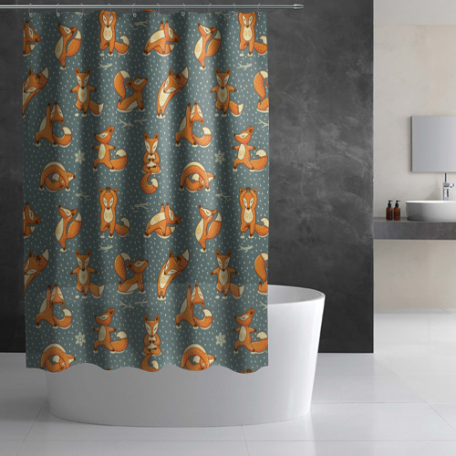 Штора 3D для ванной Foxes yoga - фото 2