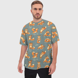 Мужская футболка oversize 3D Foxes yoga - фото 2