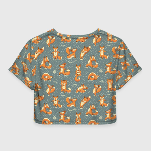 Женская футболка Crop-top 3D Foxes yoga, цвет 3D печать - фото 2