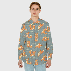 Мужская рубашка oversize 3D Foxes yoga - фото 2