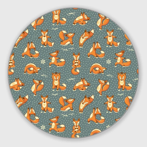 Круглый коврик для мышки Foxes yoga