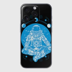 Чехол для iPhone 15 Pro Max силиконовый с защитой камеры Космонавт