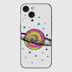 Чехол для iPhone 15 силиконовый с защитой камеры Планета