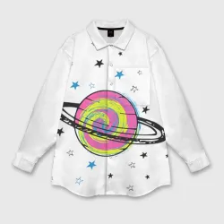 Женская рубашка oversize 3D Планета