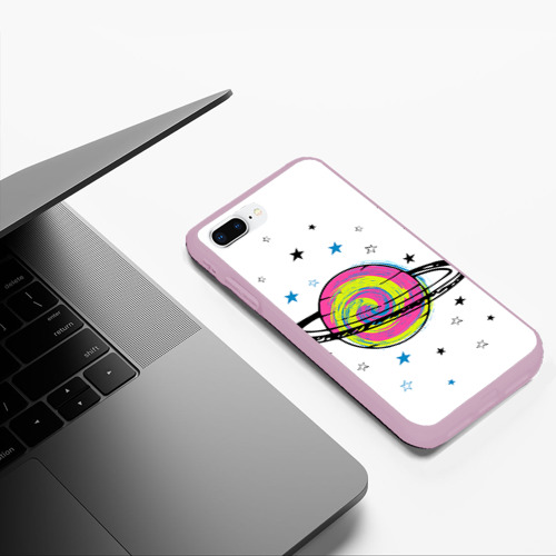 Чехол для iPhone 7Plus/8 Plus матовый Планета, цвет розовый - фото 5