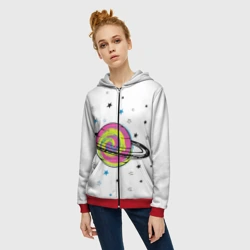 Женская толстовка 3D на молнии Планета - фото 2