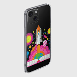 Чехол для iPhone 15 силиконовый с защитой камеры Космос - фото 2