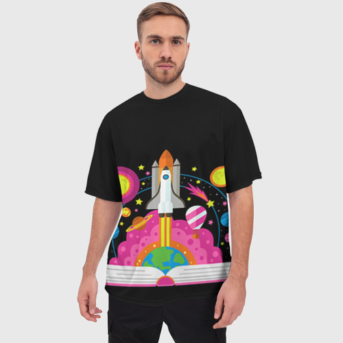 Мужская футболка oversize 3D Космос, цвет 3D печать - фото 3