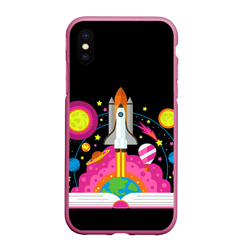 Чехол для iPhone XS Max матовый Космос, цвет малиновый