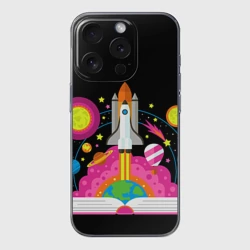 Чехол для iPhone 15 Pro Max силиконовый с защитой камеры Космос