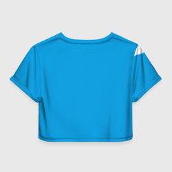 Топик (короткая футболка или блузка, не доходящая до середины живота) с принтом Гагарин 1 для женщины, вид сзади №1. Цвет основы: белый