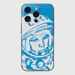 Чехол для iPhone 15 Pro Max силиконовый с защитой камеры Гагарин 1