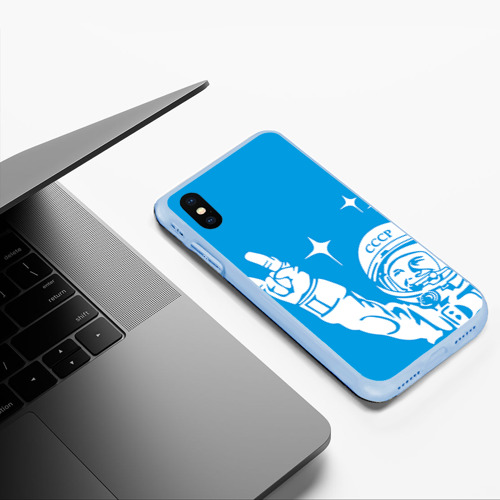 Чехол для iPhone XS Max матовый Гагарин 2, цвет голубой - фото 5