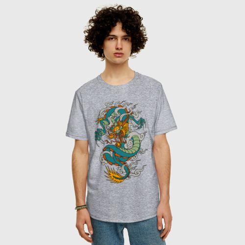 Мужская футболка хлопок Oversize с принтом Дракон, фото на моделе #1