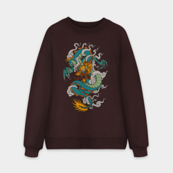 Мужской свитшот oversize без начеса хлопок Дракон