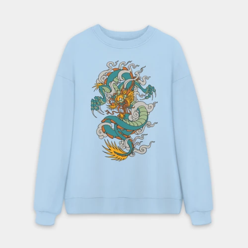 Мужской свитшот oversize без начеса хлопок Дракон
