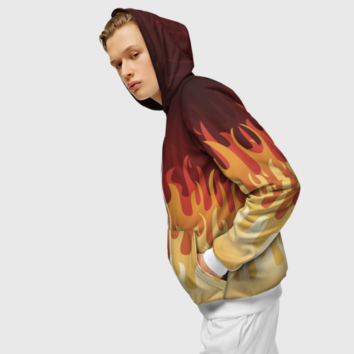 Мужская толстовка 3D на молнии Пламя, цвет белый - фото 5