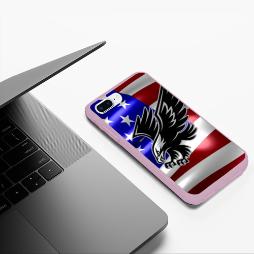 Чехол для iPhone 7Plus/8 Plus матовый Флаг США с орлом, цвет розовый - фото 5
