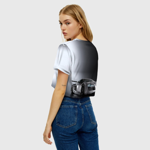 Женская футболка Crop-top 3D Серебристая Ауди, цвет 3D печать - фото 5