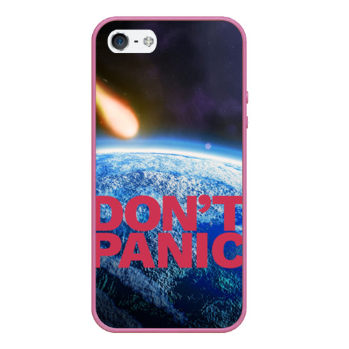 Чехол для iPhone 5/5S матовый Без паники, метеорит, цвет малиновый
