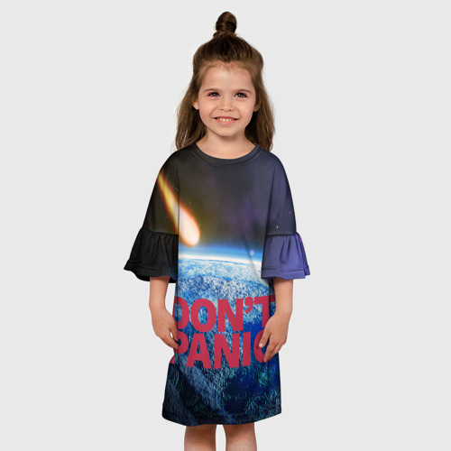 Детское платье 3D с принтом Без паники, метеорит, вид сбоку #3
