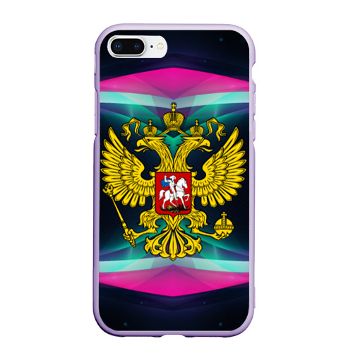 Чехол для iPhone 7Plus/8 Plus матовый Герб России, цвет светло-сиреневый