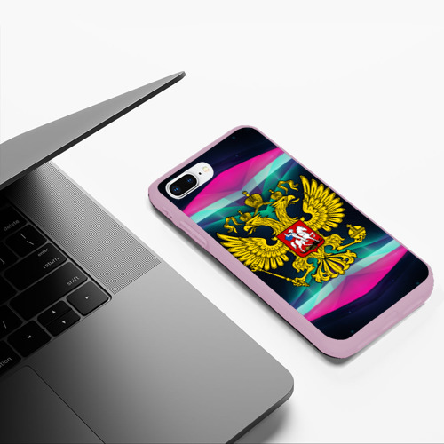 Чехол для iPhone 7Plus/8 Plus матовый Герб России, цвет розовый - фото 5