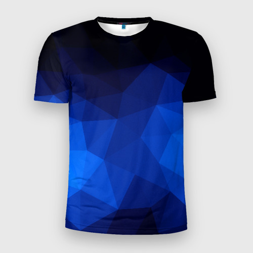 Мужская футболка 3D Slim Синие полигоны, цвет 3D печать