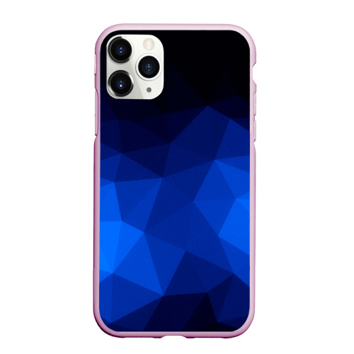 Чехол для iPhone 11 Pro Max матовый Синие полигоны, цвет розовый