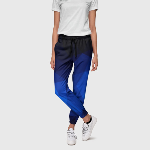 Женские брюки 3D Синие полигоны, цвет 3D печать - фото 3