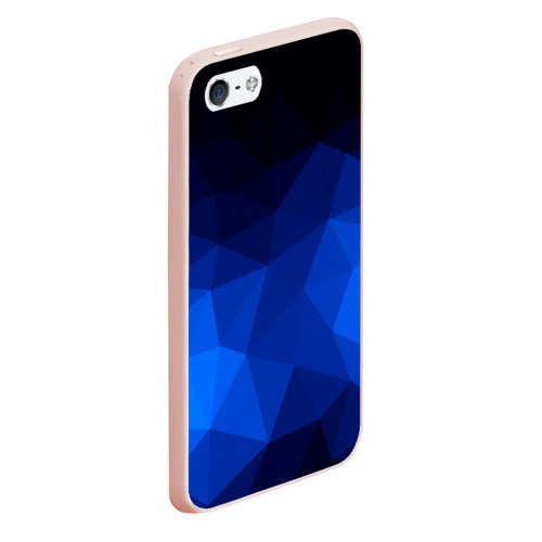 Чехол для iPhone 5/5S матовый Синие полигоны, цвет светло-розовый - фото 3