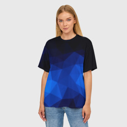 Женская футболка oversize 3D Синие полигоны - фото 2