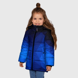 Зимняя куртка для девочек 3D Синие полигоны - фото 2