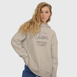 Женское худи Oversize хлопок Королевы рождаются в апреле - фото 2
