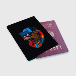 Обложка для паспорта матовая кожа Кот диджей тусовщик хипстер - фото 2
