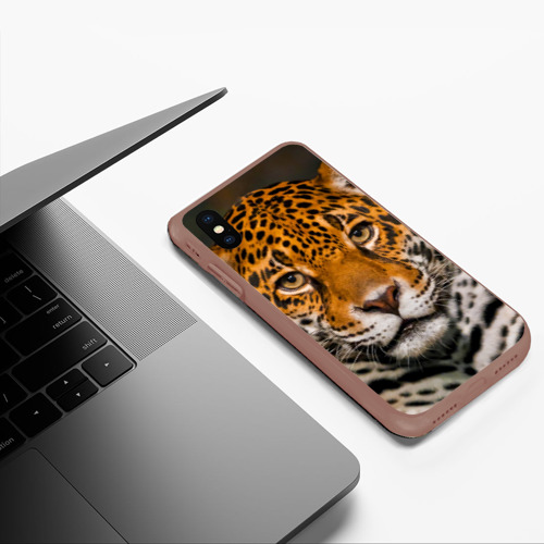 Чехол для iPhone XS Max матовый Jaguar, цвет коричневый - фото 5