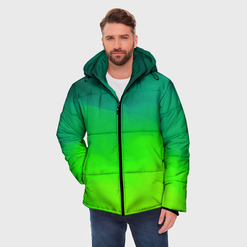 Мужская зимняя куртка 3D с принтом Кислотный цвет, фото на моделе #1