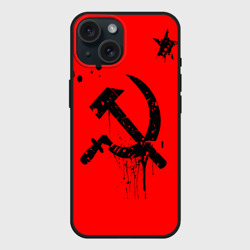 Чехол силиконовый для Apple iPhone 15 матовый Серп и молот