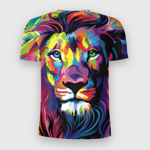 Мужская футболка 3D Slim Красочный лев, цвет 3D печать - фото 2