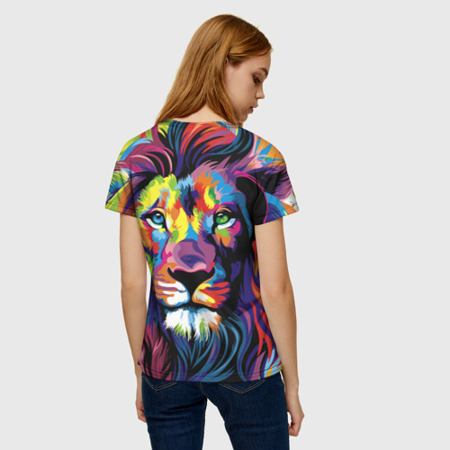 Женская футболка 3D Красочный лев, цвет 3D печать - фото 4